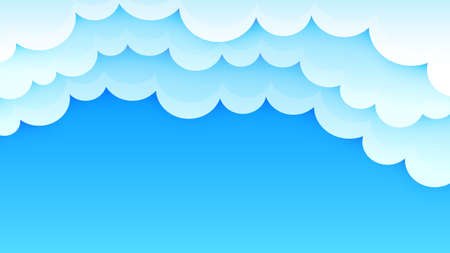 Sky and clouds background. Abstract sunny day. Simple cartoon design. Stylish design for banner, brochure and flyer. Vector clouds backgroundのイラスト素材