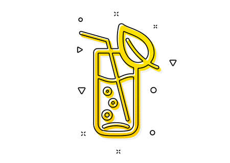 Soda aqua drink sign. Water glass icon. Drop symbol. Yellow circles pattern. Classic water glass icon. Geometric elements. Vectorのイラスト素材