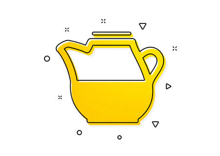 Fresh drink sign. Milk jug for coffee icon. Beverage symbol. Yellow circles pattern. Classic milk jug icon. Geometric elements. Vectorのイラスト素材