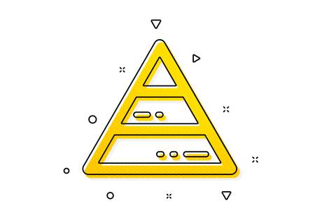 Analytics graph sign. Pyramid chart icon. Market analytics symbol. Yellow circles pattern. Classic pyramid chart icon. Geometric elements. Vectorのイラスト素材