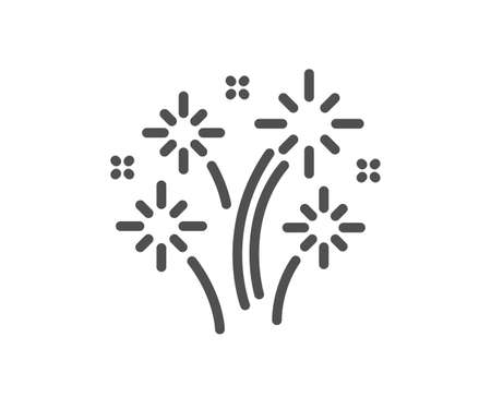Fireworks line icon. Pyrotechnic salute sign. Carnival celebration lights symbol. Quality design element. Editable stroke. Linear style fireworks icon. Vectorのイラスト素材