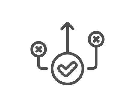 Correct way line icon. Approved path sign. Right decision symbol. Quality design element. Editable stroke. Linear style correct way icon. Vectorのイラスト素材