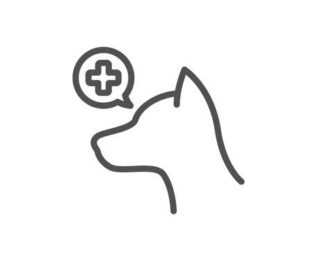 Veterinary clinic line icon. Dog care sign. Pets health symbol. Quality design element. Editable stroke. Linear style veterinary clinic icon. Vectorのイラスト素材