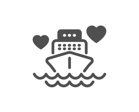 Honeymoon travel icon. Love trip sign. Valentines day cruise symbol. Classic flat style. Quality design element. Simple honeymoon cruise icon. Vectorのイラスト素材
