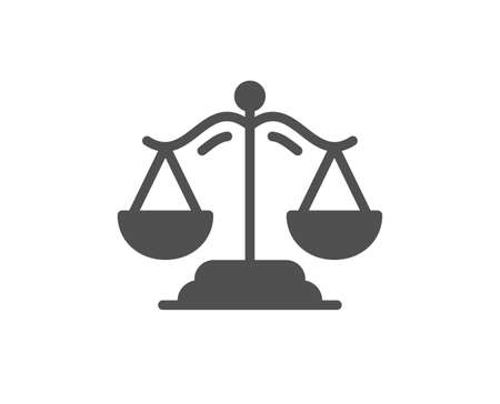 Justice scales icon. Judgement scale sign. Legal law symbol. Classic flat style. Quality design element. Simple justice scales icon. Vectorのイラスト素材