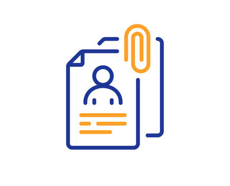 Interview documents line icon. CV file attachment sign. Office hr symbol. Colorful thin line outline concept. Linear style interview documents icon. Editable stroke. Vectorのイラスト素材