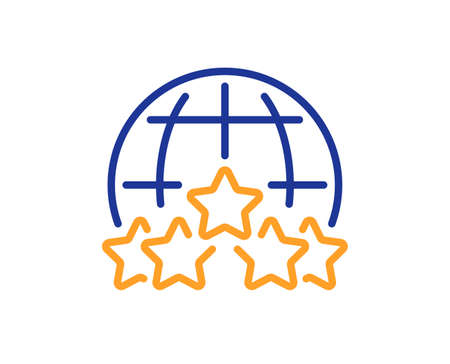 Global business line icon. Outsourcing rating sign. Stock-market rank symbol. Colorful thin line...