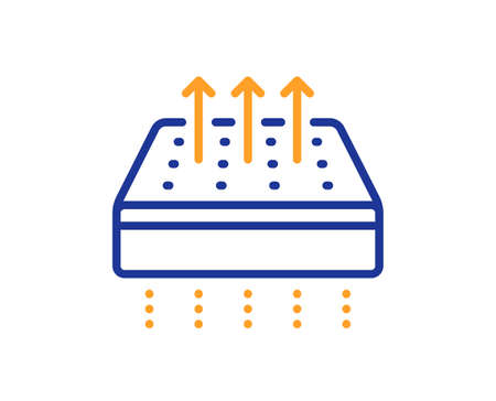 Breathable mattress line icon. Orthopedic pad sign. Air flow sleep bed symbol. Colorful thin line outline concept. Linear style breathable mattress icon. Editable stroke. Vectorのイラスト素材