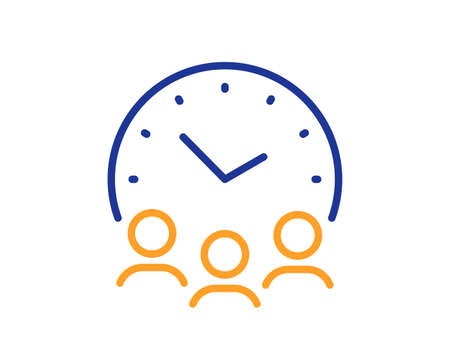 Meeting time line icon. Business teamwork sign. Working hours symbol. Colorful thin line outline...