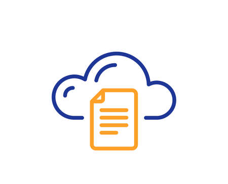 File data storage line icon. Cloud computing sign. Document hosting technology symbol. Colorful thin...