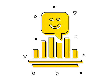 Positive feedback rating sign. Smile chart icon. Customer satisfaction symbol. Yellow circles pattern. Classic smile icon. Geometric elements. Vectorのイラスト素材