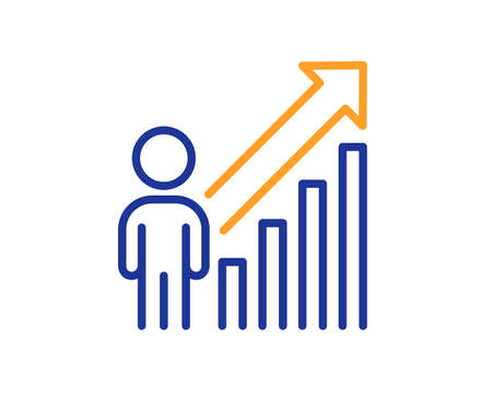 Employee result line icon. Business growth statistics sign. Human resource symbol. Colorful thin line outline concept. Linear style employee result icon. Editable stroke. Vectorのイラスト素材