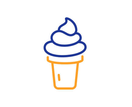 Ice cream cone line icon. Vanilla sundae waffle cone sign. Frozen summer dessert symbol. Colorful thin line outline concept. Linear style ice cream icon. Editable stroke. Vectorのイラスト素材