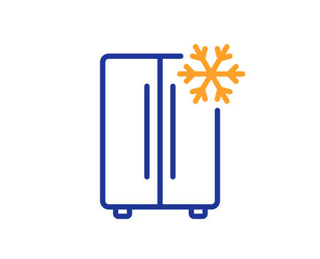 Two-chamber refrigerator line icon. Fridge with snowflake sign. Freezer storage symbol. Colorful thin line outline concept. Linear style refrigerator icon. Editable stroke. Vectorのイラスト素材