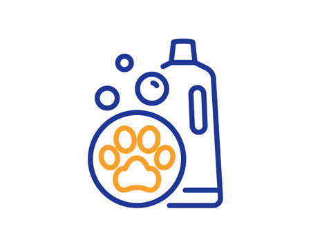 Pet shampoo line icon. Pets care sign. Dog cleaning symbol. Colorful thin line outline concept. Linear style pet shampoo icon. Editable stroke. Vectorのイラスト素材