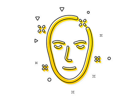Face care sign. Health skin icon. Cosmetic lotion symbol. Yellow circles pattern. Classic health skin icon. Geometric elements. Vectorのイラスト素材