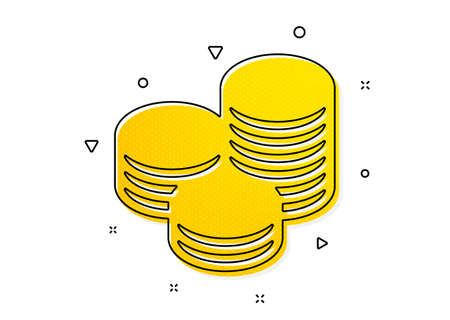 Banking currency sign. Coins money icon. Cash symbol. Yellow circles pattern. Classic tips icon. Geometric elements. Vectorのイラスト素材