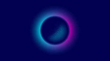 Abstract circle background with dotwork effect. Radial design with neon light. Modern purple and...