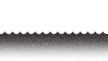 Dotwork wave pattern vector background. Black noise stipple dots. Sand grain effect. Wave dots grunge banner. Abstract noise dotwork pattern. Gradient stipple. Stochastic dotted vector background.のイラスト素材