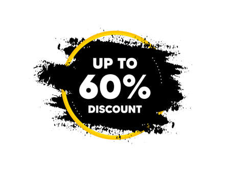 Up to 60% Discount. Paint brush stroke in circle frame. Sale offer price sign. Special offer symbol....