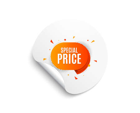 Special price sticker. Circle sticker with offer banner. Discount banner shape. Sale coupon bubble icon. Round sticker mockup banner. Special price badge shape. Adhesive paper message. Vectorのイラスト素材