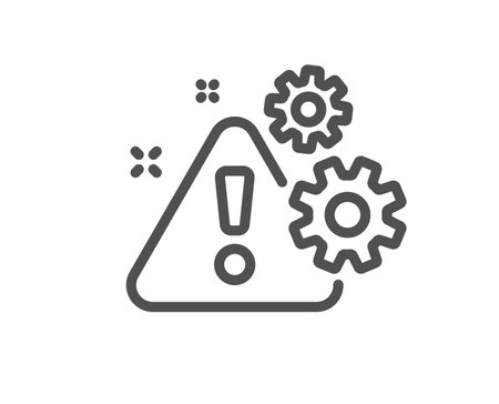 Warning line icon. Attention triangle sign. Caution alert symbol. Quality design element. Linear style warning icon. Editable stroke. Vectorのイラスト素材