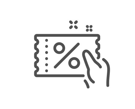 Discount coupon line icon. Sale offer sign. Promotion price symbol. Quality design element. Linear style discount coupon icon. Editable stroke. Vectorのイラスト素材