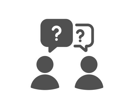 Teamwork questions icon. Ask help sign. Support problem symbol. Quality design element. Flat style teamwork questions icon. Editable stroke. Vectorのイラスト素材