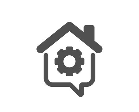 Work at home icon. Outsource job sign. Remote office symbol. Quality design element. Flat style work home icon. Editable stroke. Vectorのイラスト素材
