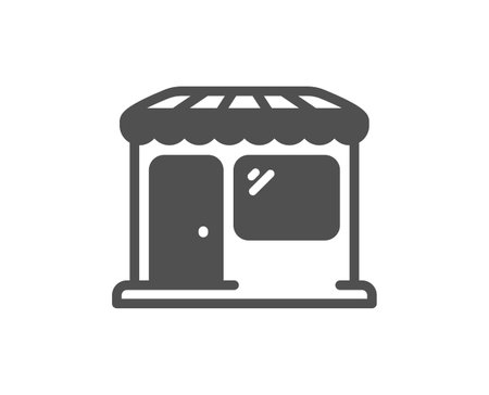 Market icon. Wholesale store sign. Retail marketplace symbol. Quality design element. Flat style market icon. Editable stroke. Vectorのイラスト素材