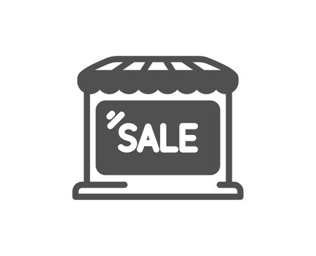 Market sale icon. Wholesale store sign. Marketplace discounts symbol. Quality design element. Flat style market sale icon. Editable stroke. Vectorのイラスト素材