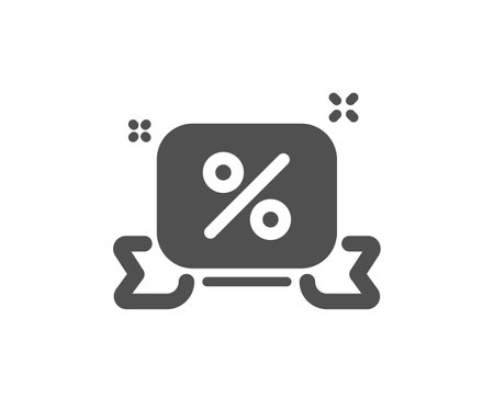 Discounts ribbon icon. Sale offer sign. Promotion price symbol. Quality design element. Flat style discounts ribbon icon. Editable stroke. Vectorのイラスト素材