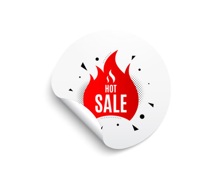 Hot sale banner. Circle sticker with offer banner. Discount sticker shape. Coupon tag icon. Round sticker mockup banner. Hot sale badge shape. Adhesive paper message. Vectorのイラスト素材