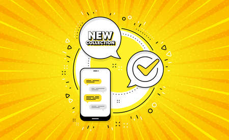 New collection. Yellow vector button with phone. New fashion arrival sign. Advertising offer symbol....
