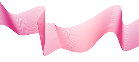 Abstract lines wave background. Dynamic curve line. Technology vector. Pink lines wave design. Curved wavy line, abstract stripes. Dynamic background. Banner with motion effect. Spiral stripes.のイラスト素材