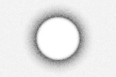 Dotwork solar eclipse pattern vector background. Sand grain effect. Black noise stipple dots. Abstract noise dotwork pattern. Black dots grunge banner. Stipple solar eclipse. Dotted vector background.のイラスト素材