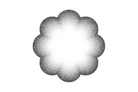Dotwork flower pattern vector background. Sand grain effect. Black noise stipple dots. Abstract noise dotwork pattern. Black dots grunge banner. Stipple circles. Stochastic dotted vector background.のイラスト素材