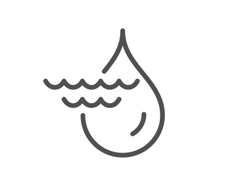 Hydroelectricity line icon. Hydroelectric energy type sign. Water waves power symbol. Quality design element. Linear style hydroelectricity icon. Editable stroke. Vectorのイラスト素材