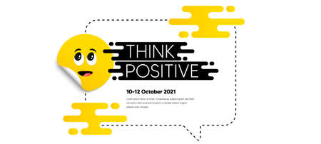 Surprised face sticker on frame box. Chat speech bubble. Think and Speak cloud. Yellow cartoon face tag icon. Funny character dialogue speech bubble. Talk message balloon. Chat frame banner. Vectorのイラスト素材