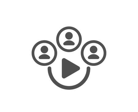 Video conference simple icon. Online meeting sign. Video teamwork symbol. Classic flat style. Quality design element. Simple video conference icon. Vectorのイラスト素材