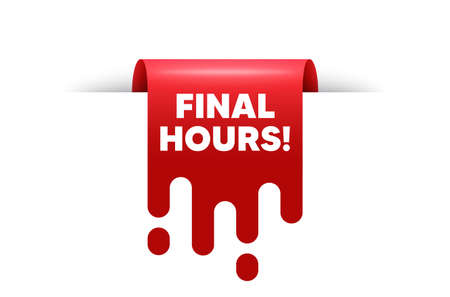 Final hours sale. Red ribbon tag banner. Special offer price sign. Advertising discounts symbol. Final hours sticker ribbon badge banner. Red sale label. Vectorのイラスト素材
