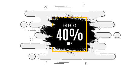 Get 40 percent off paint brush banner. Geometric ad banner on flow pattern. Discount square frame....