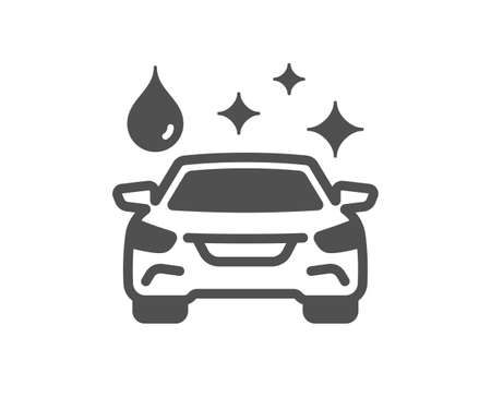 Car wash icon. Clean auto sign. Shiny transport symbol. Classic flat style. Quality design element. Simple car wash icon. Vectorのイラスト素材