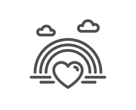 Lgbt line icon. Pride rainbow with heart sign. Gender diversity symbol. Quality design element. Line style lgbt icon. Editable stroke. Vectorのイラスト素材