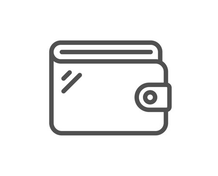 Wallet line icon. Money purse sign. Cash budget symbol. Quality design element. Line style wallet icon. Editable stroke. Vectorのイラスト素材
