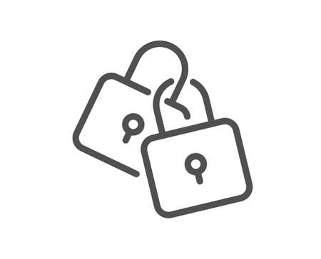 Lock line icon. Wedding padlock sign. Security access symbol. Quality design element. Line style locks icon. Editable stroke. Vectorのイラスト素材