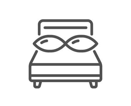 Bed pillows line icon. Night sleep rest sign. Comfort bedtime symbol. Quality design element. Linear style pillows icon. Editable stroke. Vectorのイラスト素材