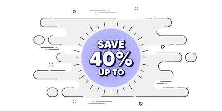Sale offer noise grain banner. Geometric ad banner on flow pattern. Save 40 percentage discount coupon. Price offer tag icon. Transition pattern cover. Discount offer label. Vectorのイラスト素材