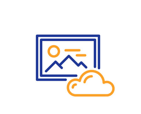 Photo cloud line icon. Images cloud data sign. Picture placeholder symbol. Colorful thin line...