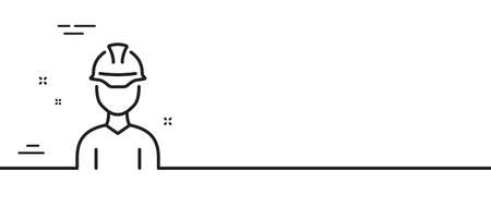 Foreman line icon. Engineer or architect sign. Construction helmet symbol. Minimal line illustration background. Foreman line icon pattern banner. White web template concept. Vectorのイラスト素材